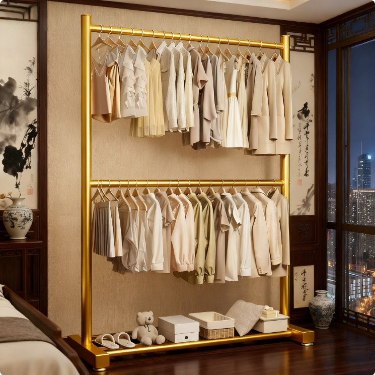【双层大容量】衣帽架落地可移动