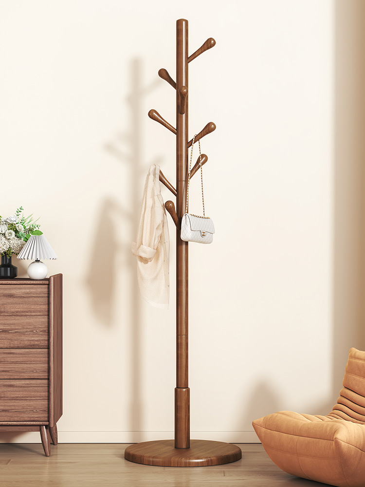实木衣帽架家用卧室落地挂衣架不占空间简易入户挂包架室内立衣架