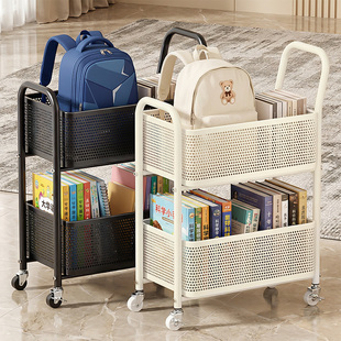 碳钢书包置物架可移动小推车书本收纳架神器家用桌下放书包滑轮柜