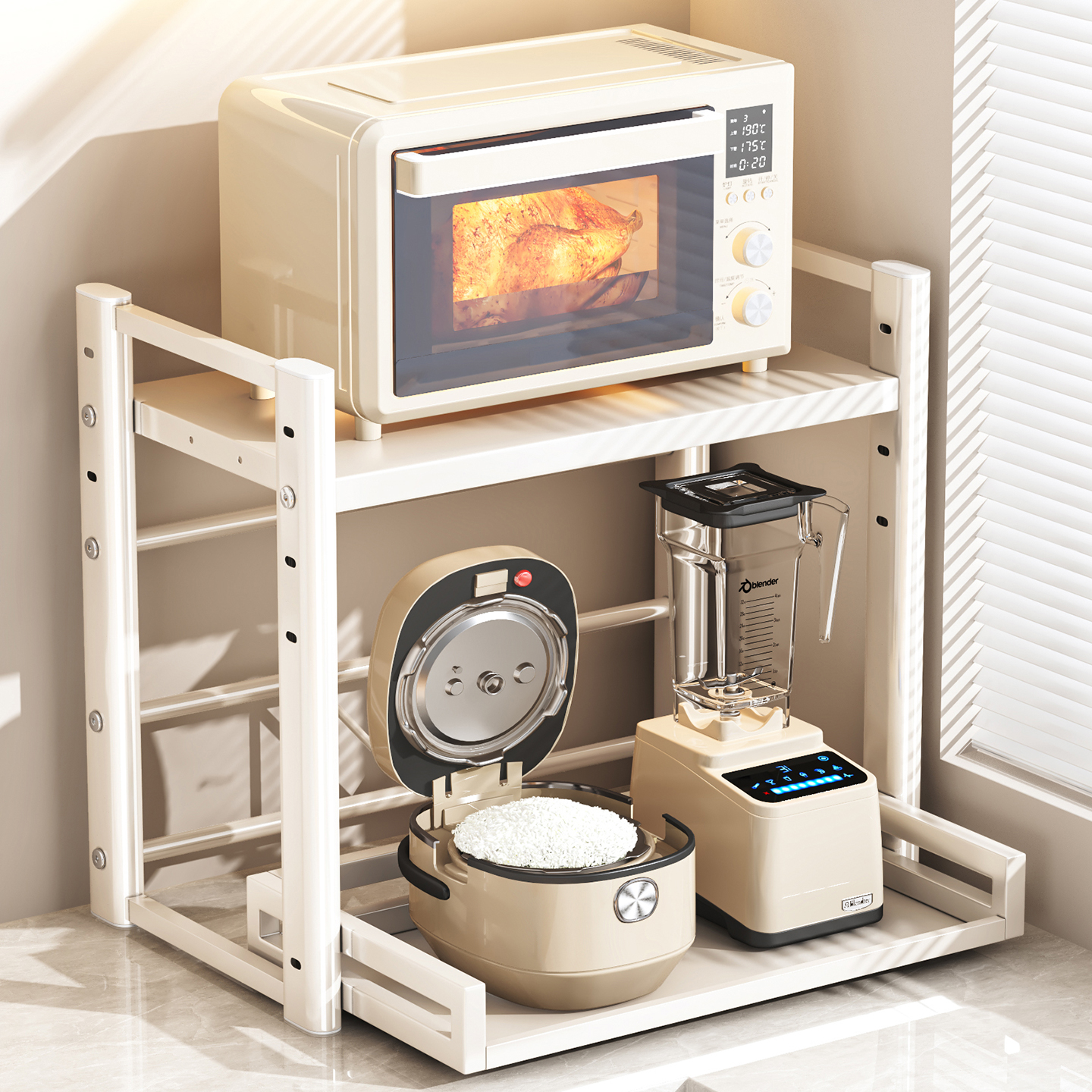 微波炉置物架厨房台面多功能电饭煲烤箱家用可抽拉加厚电器收纳架