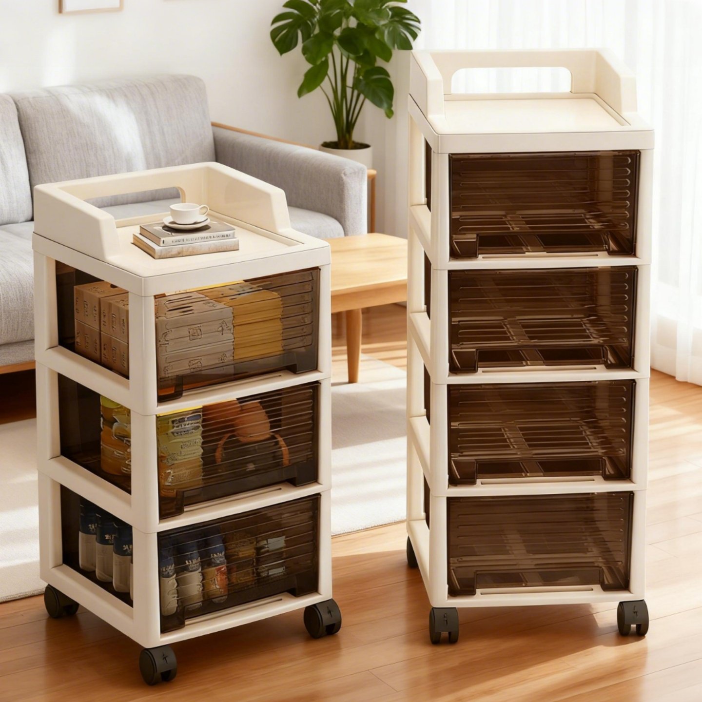 【一体免安装】多层小推车置物架