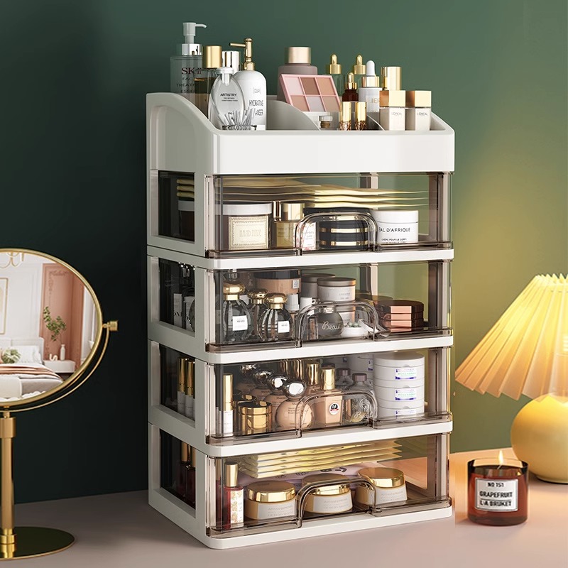 化妆品抽屉式收纳盒家用防尘压克力透明整理盒家用桌面口红置物架