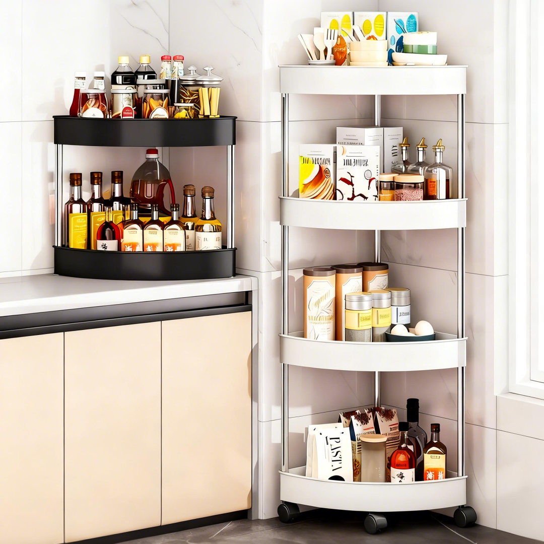 家捷仕浴室厨房置物架卫生间转角落地三脚架子不锈钢多层收纳神器