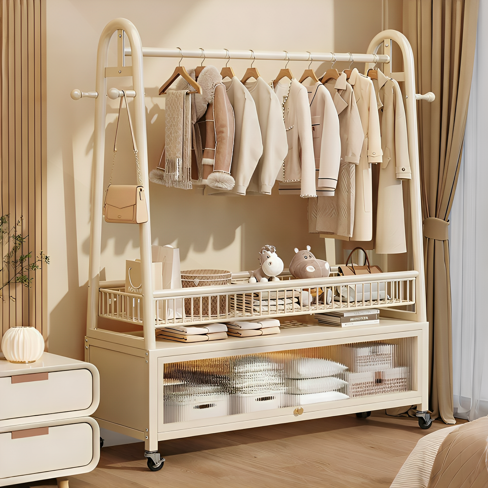 升级加粗 防尘柜 带轮可移动 稳固承重