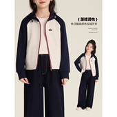 连帽撞色拉链衫 Amybaby女童外套春季 春日酷飒个性 韩版 2026新款