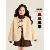 Amybaby女童裙子冬季 2025新款 潮流加厚呢子百搭百褶半身裙A字裙