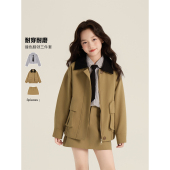 学院风夹克外套条纹衬衫 2026新款 半身裙 春季 Amybaby女童套装