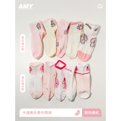 Amybaby儿童袜子夏季女童卡通纯棉透气舒适纯棉薄款中筒袜