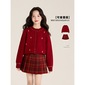 饰毛衣 精致可爱贴布绣小蘑菇装 Amybaby女童上衣冬季 2025新款