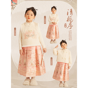 Amybaby女童马甲2023新款冬季儿童中国风加厚新中式夹棉保暖上衣