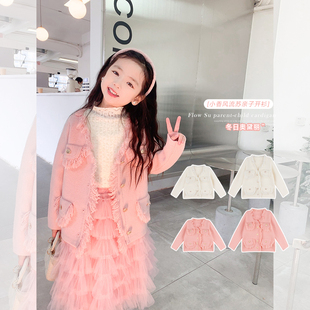 Amybaby女童親子開衫 洋氣冬季 加厚保暖針織衫 上衣 外套2023新款