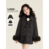 气质千金小香风山茶花外套半身裙 2025新款 Amybaby女童套装 冬季