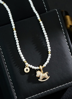 小马轻奢小众设计轻奢高级感百搭项链毛衣链配饰串珠挂件旗袍汉服