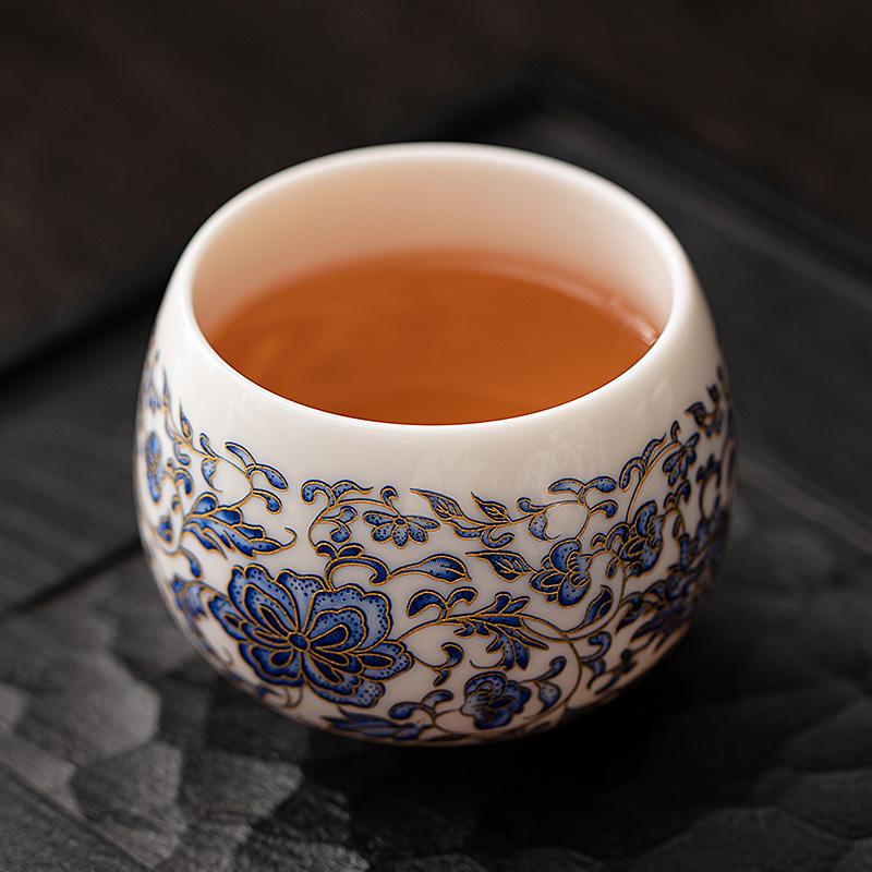 羊脂玉青花主人杯单杯