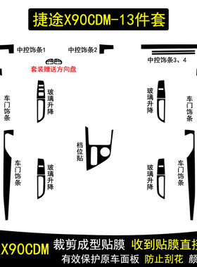 适用于25款捷途X90CDM碳纤维内饰贴纸玻璃升降档档位保护贴膜改装