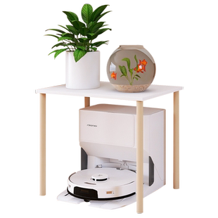 扫地机器人上方置物架下空式落地高腿架实木单层小型木头架子定制