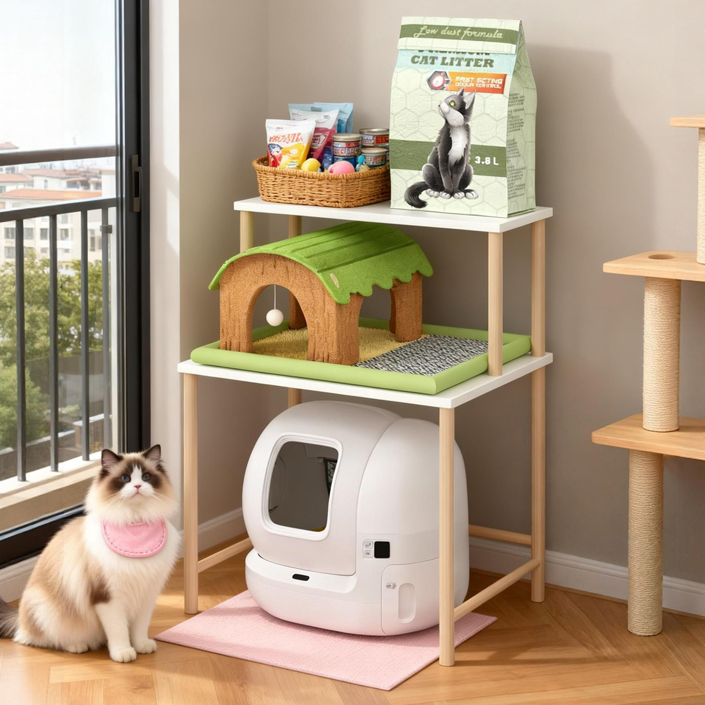猫砂盆上方置物架一体猫厕所架子多层木质猫窝猫笼分层收纳架定制,住宅家具,搁板/置物架/家用陈列架,淘宝优惠券,粉丝福利购,淘宝优惠卷