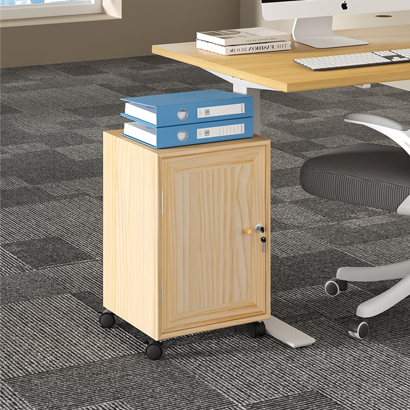 文件柜矮柜办公室储物柜带锁档案资料柜桌下收纳小柜子实木收纳柜