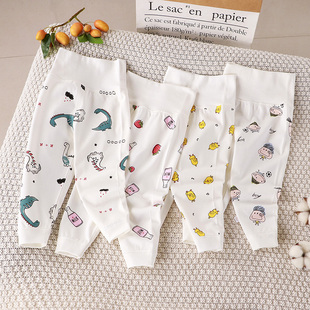 宝宝纯棉高腰护肚裤婴幼儿可开裆全棉打底裤男女童家居保暖睡裤潮