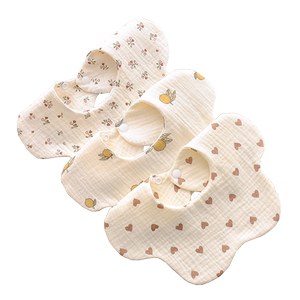 口水巾婴儿新生纯棉超柔围兜纱布花瓣围嘴宝宝a类0一3月6女公主款