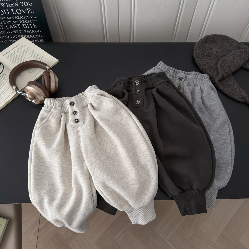 男女儿童秋冬加绒韩版百搭卫裤