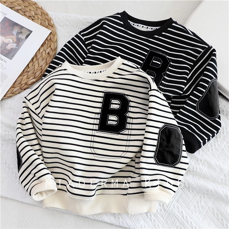 儿童卫衣条纹纯棉上衣春秋冬款