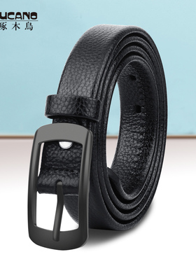 啄木鸟皮带女士真皮纯牛皮腰带女式百搭装饰时尚百搭软裤带潮ins