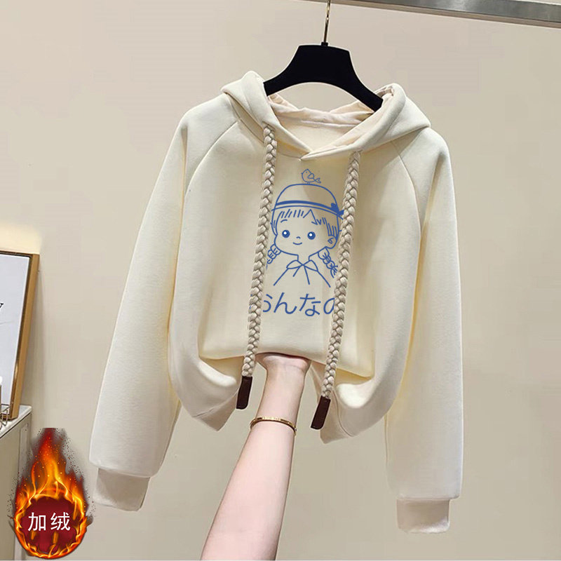 学院风大童卫衣女学生少女装爆款秋冬季加绒加厚长袖上衣连帽外套