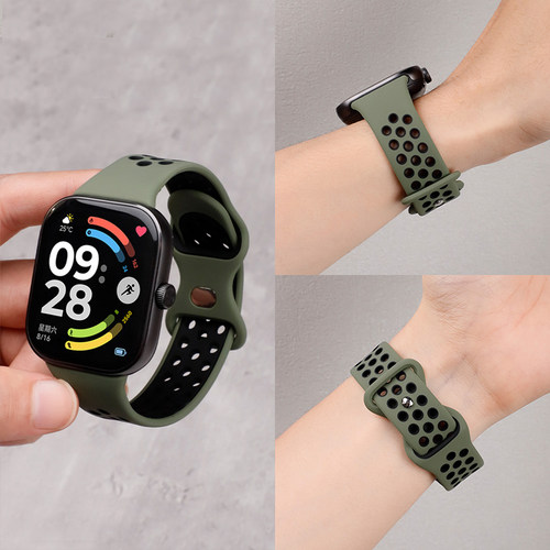 适用于红米watch6表带Redmi手表5新款双色硅胶腕带小米智能运动手环8Pro/9Pro透气亲肤夏季男女款替换带配件