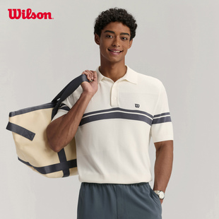 POLO 网球运动毛织工艺亲肤柔软复古短袖 Wilson威尔胜官方夏季 男士
