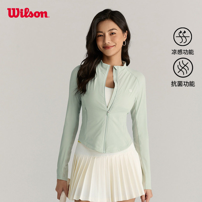 Wilson威尔胜官方夏季女士网球运动紧身凉感抗菌针织长袖立领外套,运动服/休闲服装,运动茄克/外套,淘宝优惠券,粉丝福利购,淘宝优惠卷