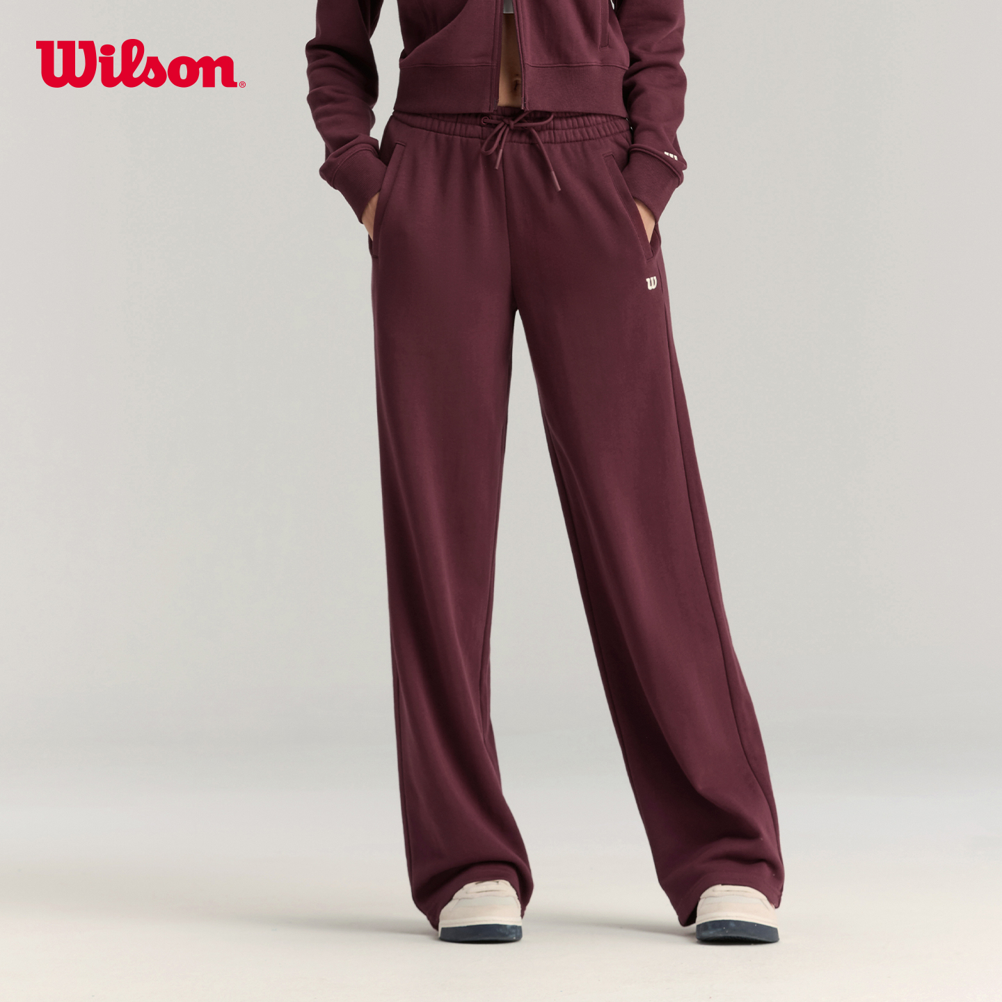 Wilson威尔胜官方25年秋季新款女士网球运动宽松亲肤阔腿针织长裤