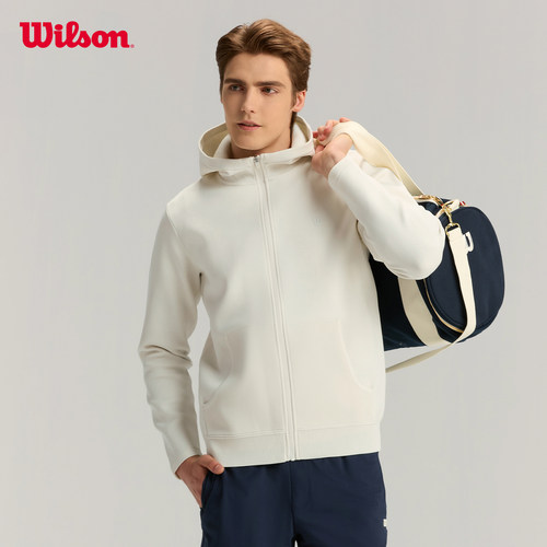 Wilson威尔胜官方春季男士网球运动百搭连帽舒适柔软针织上衣外套