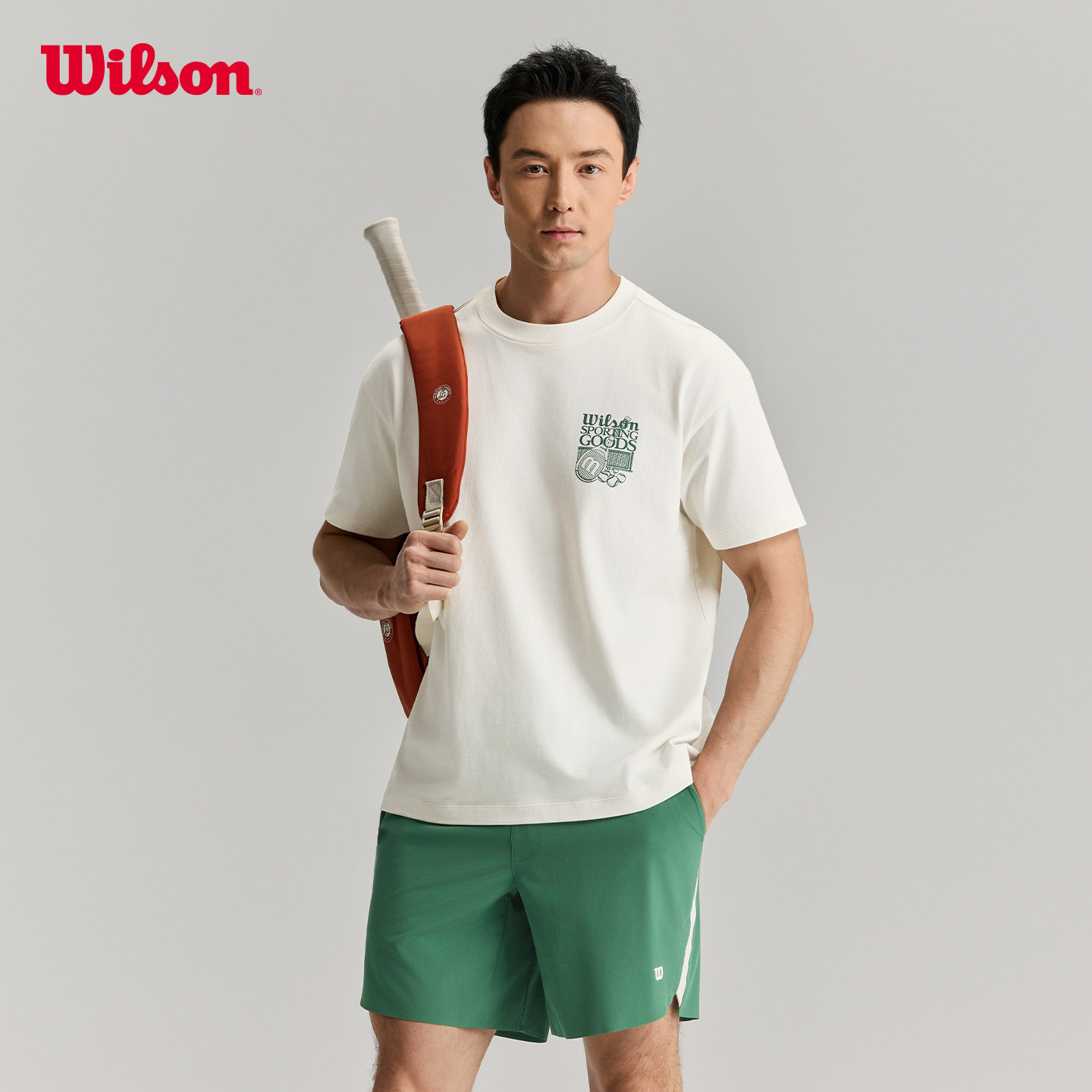 Wilson威尔胜26年夏季新款男士宽松针织舒适亲肤网球运动短袖T恤