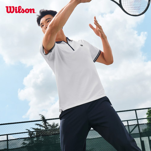 Wilson威尔胜26年秋季新款男士吸湿速干经典翻领网球运动短袖POLO