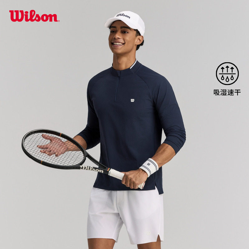 Wilson威尔胜官方26年春季新款男士吸湿速干轻薄半拉链网球长袖T