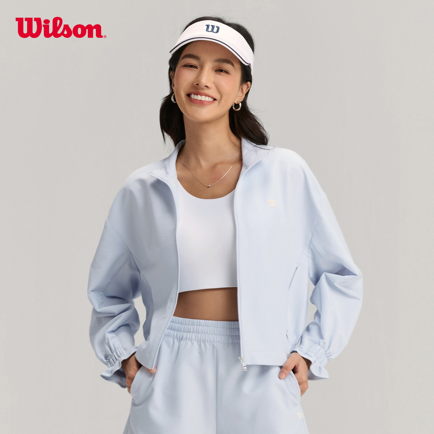 Wilson威尔胜官方春季女士荷叶下摆弹力运动网球梭织上衣外套,运动服/休闲服装,运动茄克/外套,淘宝优惠券,粉丝福利购,淘宝优惠卷