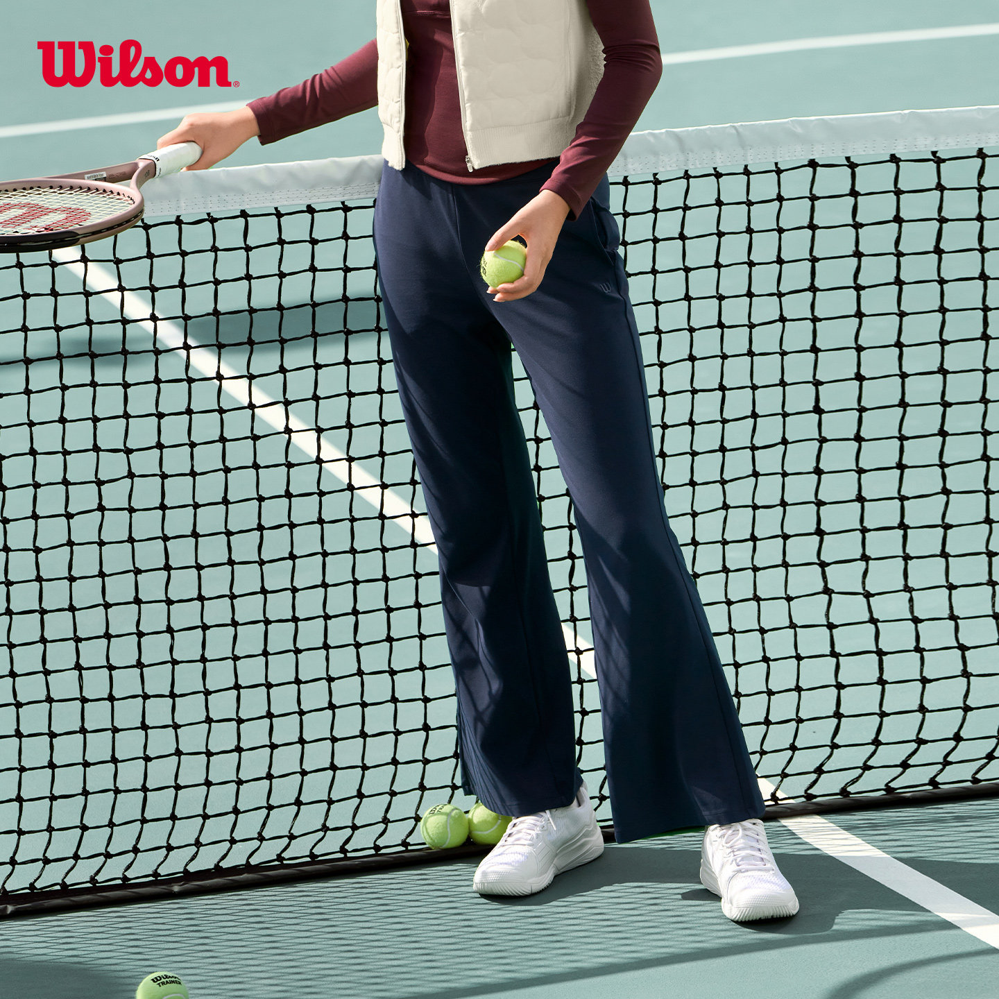 【胜场系列】Wilson威尔胜26年秋季新款女士微喇网球运动针织长裤