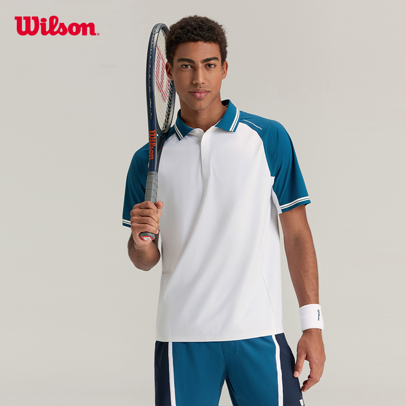 Wilson威尔胜官方25年夏季男士复古撞色网球冲孔弹力针织短袖POLO