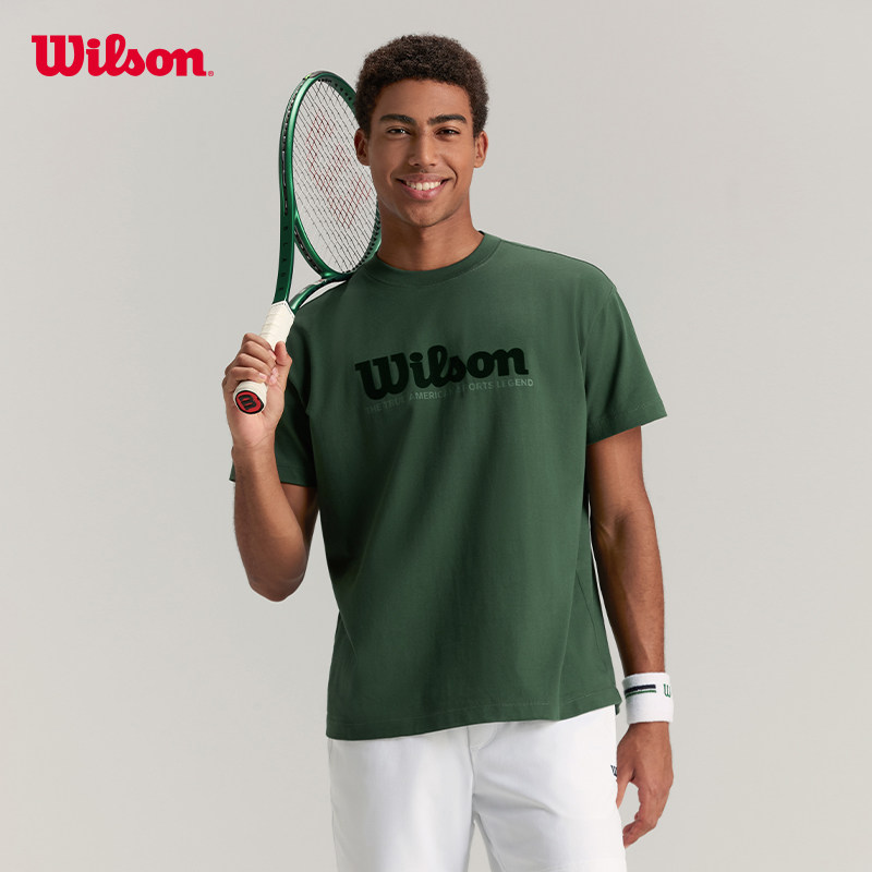 Wilson威尔胜官方夏季男士宽松网球运动百搭简约LOGO针织短袖T恤,运动服/休闲服装,运动T恤,淘宝优惠券,粉丝福利购,淘宝优惠卷