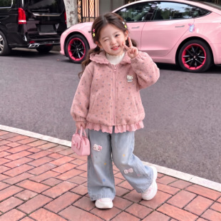 女童秋冬款毛呢外套2026新款超好看儿童洋气时尚加厚保暖冬装上衣