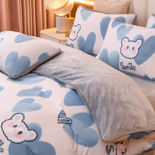 冬天一面纯棉加绒被套7x7单面珊瑚绒ab面被罩单件定做2*2.3法莱绒