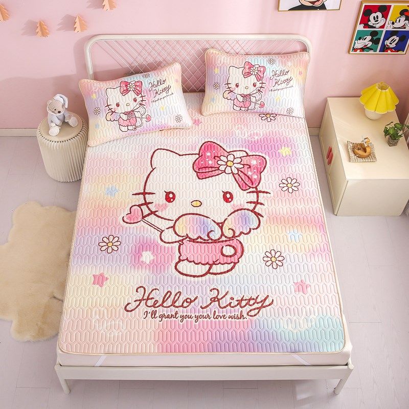 夏季儿童乳胶冰丝凉席1定制1.2卡通1.35米床kt猫女孩上下床席子90,床上用品,乳胶席,淘宝优惠券,粉丝福利购,淘宝优惠卷