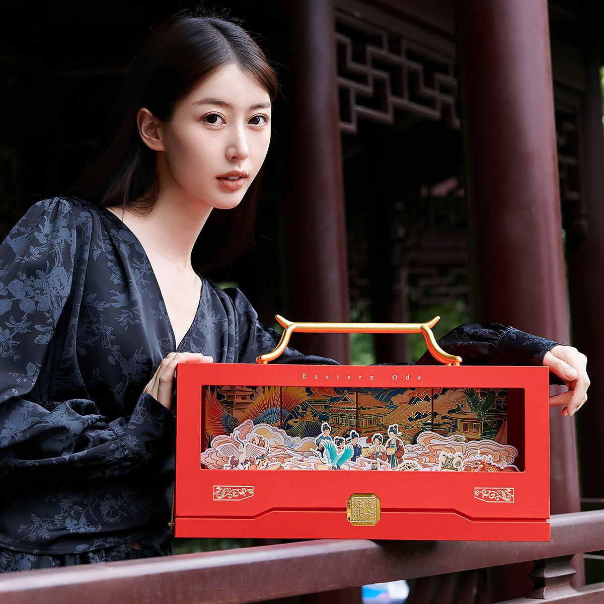 东方颂歌中秋月饼礼盒高档中式立体画酒店单位员工送礼高级包装盒