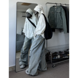 潮牌情侣美式冰淇淋彩点重磅连帽卫衣宽松拉链开衫外套W11/P70，女装短外套，星座206（原A221）