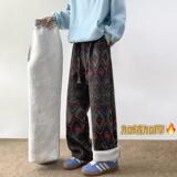 民族风提花加绒保暖裤男冬季加肥码潮胖人宽松休闲拖地裤D599/P68，男装休闲裤，星座206（原A221）