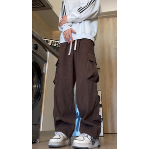 美式工装裤子男秋季新款宽松直筒多口袋阔腿裤休闲裤 D507/P60图片