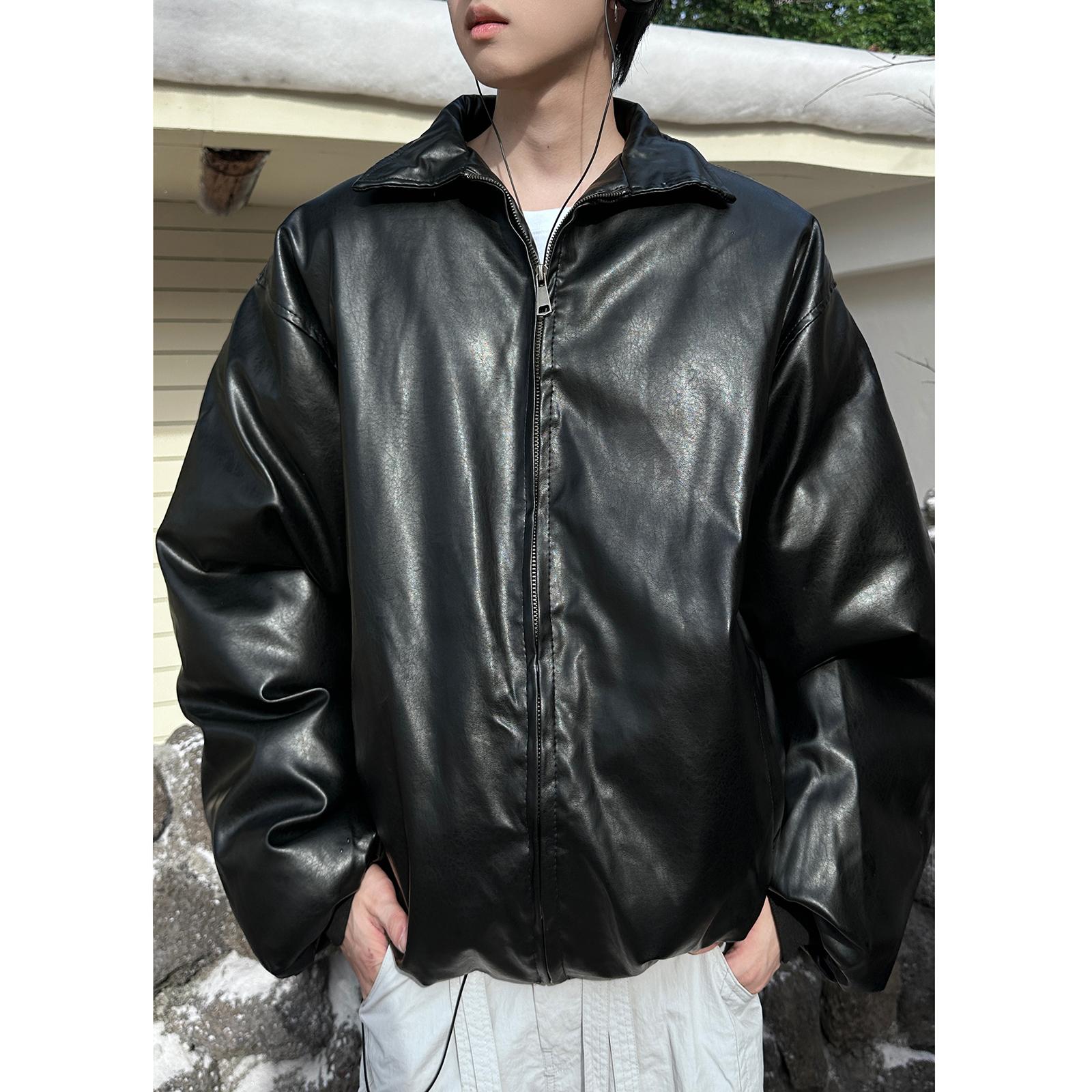 美式PU皮立领短款棉服男加厚保暖棉衣外套冬季CLEANFITA230/P128,男装棉衣,星座206（原A221）