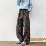 民族风提花加绒保暖裤男冬季加肥码潮胖人宽松休闲拖地裤D599/P68，男装休闲裤，星座206（原A221）