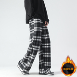 休闲格子裤秋冬毛呢利落挺拔拖地裤阔腿长裤加绒+10D517/P45，男装卫衣，星座206（原A221）